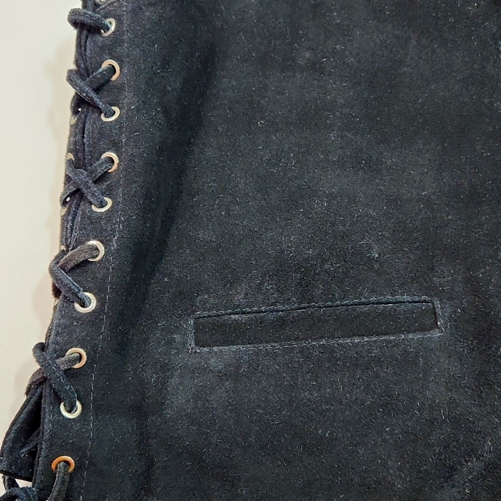 VTG Gold Wing Touring Association Alberta Large Logo Black Suede Vest (Size 44) - Picture 9 of 13